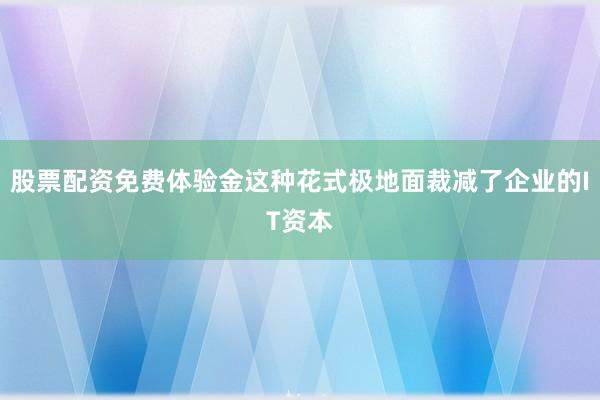 股票配资免费体验金这种花式极地面裁减了企业的IT资本