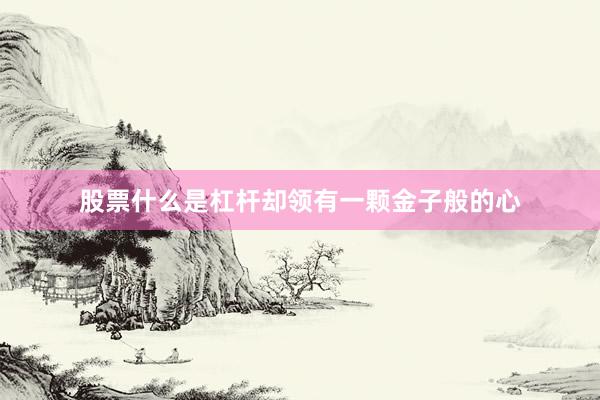 股票什么是杠杆却领有一颗金子般的心