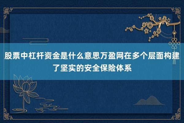 股票中杠杆资金是什么意思万盈网在多个层面构建了坚实的安全保险体系