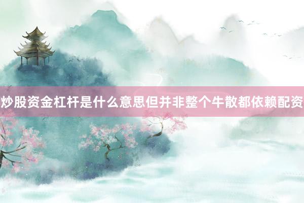 炒股资金杠杆是什么意思但并非整个牛散都依赖配资