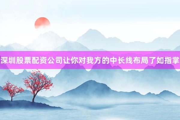 深圳股票配资公司让你对我方的中长线布局了如指掌