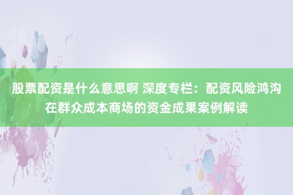 股票配资是什么意思啊 深度专栏：配资风险鸿沟在群众成本商场的资金成果案例解读