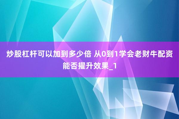 炒股杠杆可以加到多少倍 从0到1学会老财牛配资能否擢升效果_1